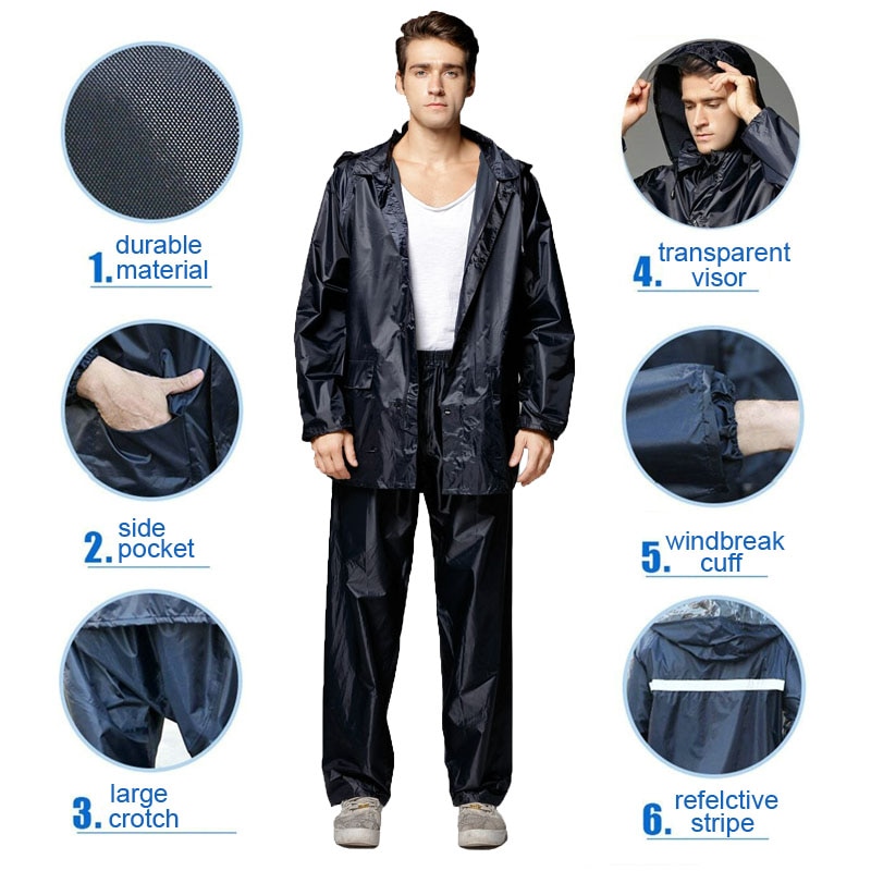 Dam män regndräkt plus size regnrock motorcykel regnkläder vattentät trenchcoat ogenomtränglig regnkläder overall regnponcho