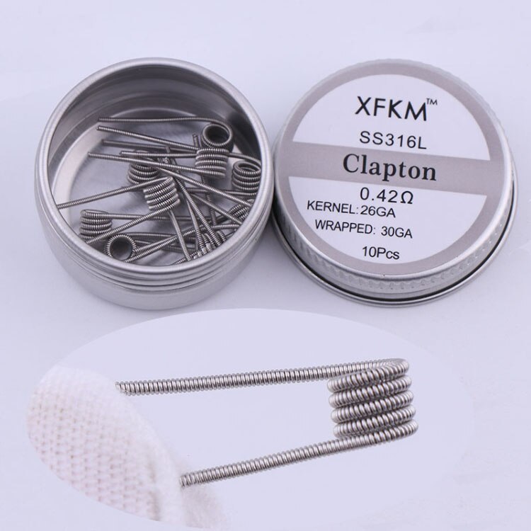 XFKM a1 316 Piatto Filo Ritorto Fused Clapton Bobine Alveare Premade Filo Avvolto Alien Mix Torsione Quad Tigre Riscaldamento Rda bobina: clapton 0.42 316l