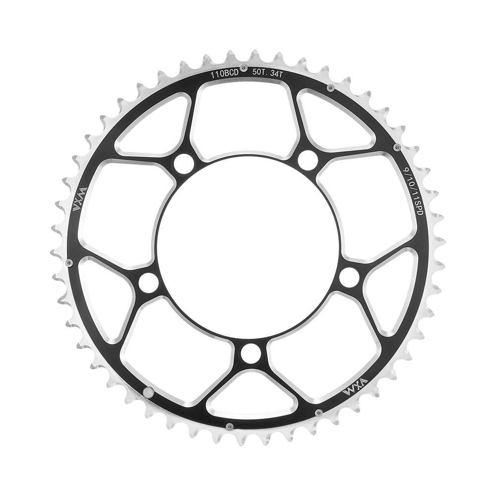 VXM-plato doble para bicicleta 110BCD 34T 50T 36T 52T 39T 53T, juego de bielas para bicicleta de carretera, disco de conducción, rueda dentada de aluminio, disco plegable para bicicleta: Borgoña