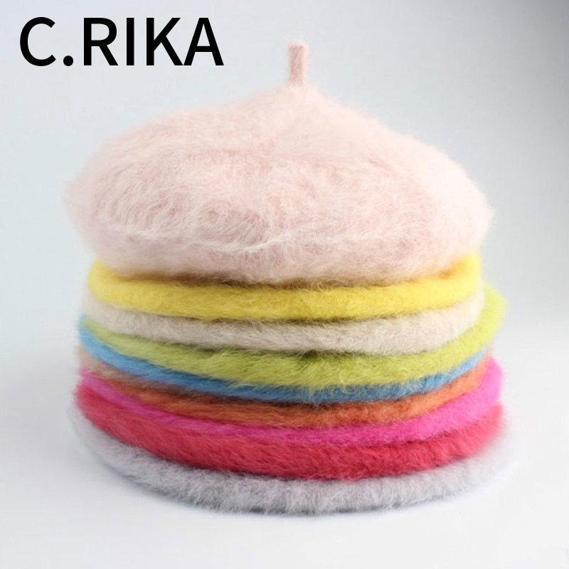 Høst vinter kanin pels beret lue for kvinner jenter solid varm baret fransk lue utendørs reise beret maler lue dame cap