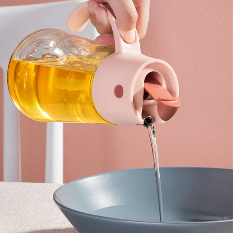 Kitchen Vinegar Jug Glass Oil Jug Dispenser Automatic Opening Household Bottle Oil and Vinegar Honey Olive Oil Container