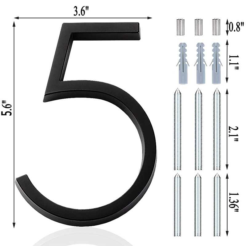 5,6 inch appartement deurnummers waterdicht zinklegering straat brievenbus huisadresborden zwart modern huis drijvende plaat cijfer: Donkerblauw