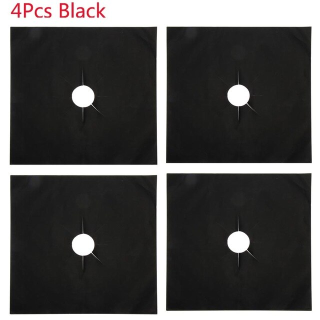 4pcs/set Gas Stove Protector Cooker cover liner Clean Mat Pad Gas Stove Stovetop Burner Protector Kitchen Accessories Mat Cover: 4pcs Black