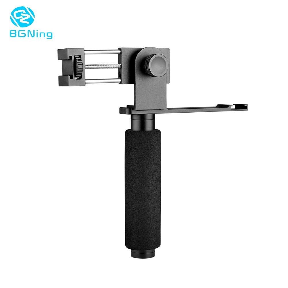 BGNing Handheld Selfie Stick Hand Grip Monopod Camera Mount with 41-86mm Mobile Phone Clip Holder for Expand Fill Light Mic