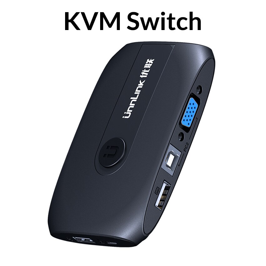 UNNLINK 4K VGA KVM Switch 3 Port USB KVM Switcher Splitter With Extender for 2 PCS Laptop Share Mouse Keyboard Monitor Printer: KVM Switch