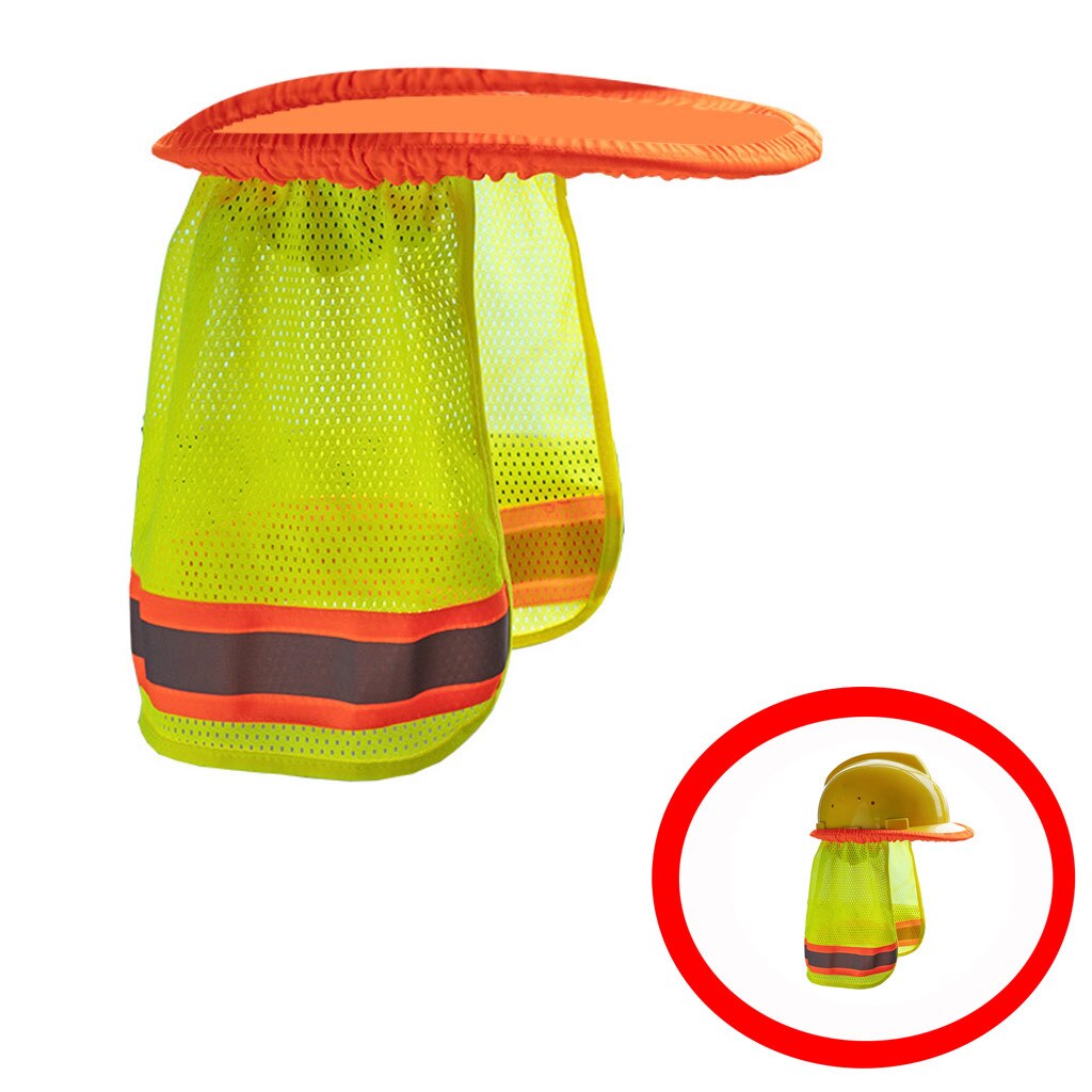 Yellow Orange Hat Outdoor Construction Safety Hard Hat Sun Shade Neck Shield Reflective Stripe Protective Helmets Shield#p8