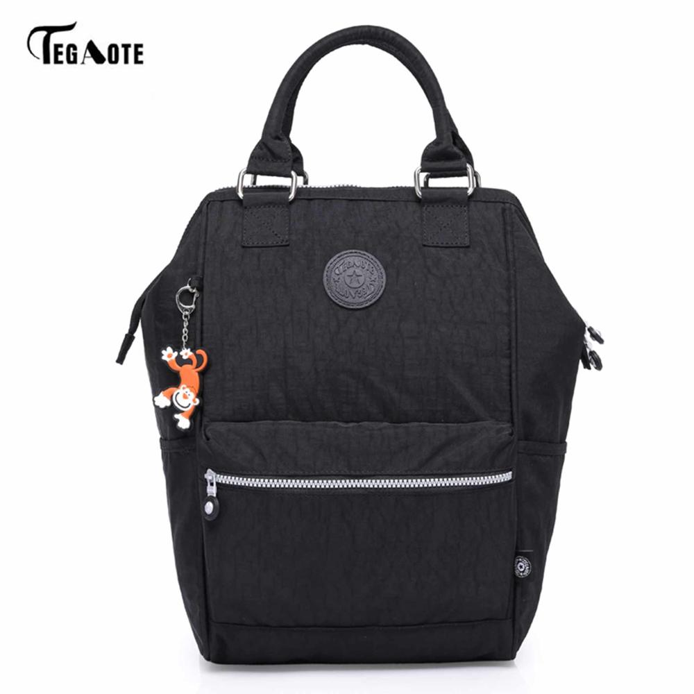 TEGAOTE Nylon Rugzak Studenten Schooltas Voor Tiener Meisjes Jongens Rugzakken Street Rugzak Laptop Rugzak Vrouwelijke: Black / 26CMX19CMX41CM 1609