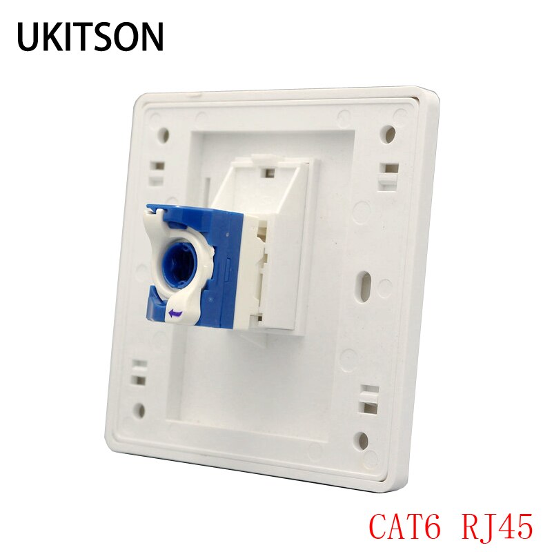 1 Port Cat 6 RJ45 Computer Socket Wall Faceplate Tool-Free Connection Outlet Panel 86x86mm