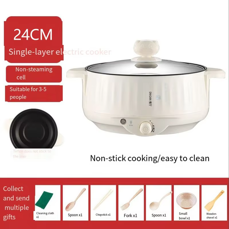 2025 Huishoudelijke Elektrische Pot 7 Elektrische Pot Multifunctionele Rijstkoker Elektrische Wok Kleine Huishoudelijke Pot: WHITE