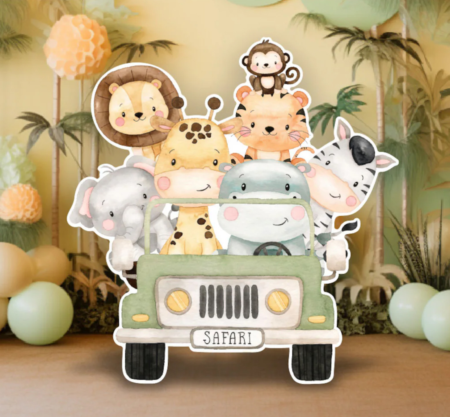 Kt Board Safari Animal Cutout Backdrop 12/18/24/35inch Birthday Board for Party Baby Shower Stand Up Prop Safari Wild One
