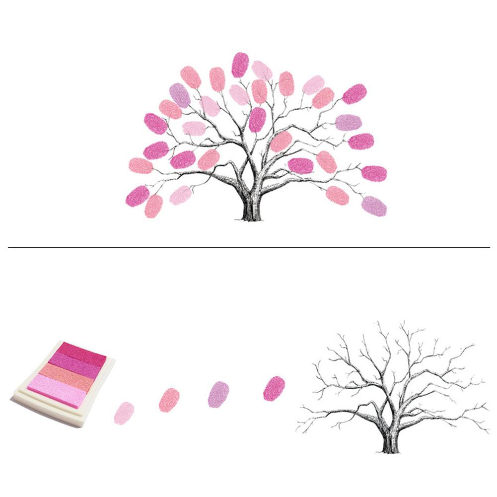 DIY Fingerprints Canvas Tree Decorative Home Scrawl Painting Wall Picture for Wedding Birthday Party Check in: Default Title