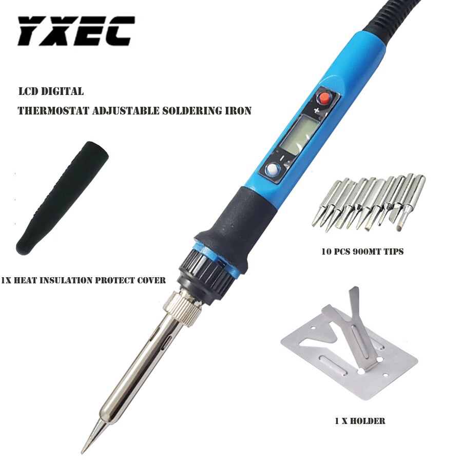 Aankomen 936H 80W 220V Lcd Digitale Thermostaat Verstelbare Loodvrij Elektrische Soldeerbout Mini Soldeerstation eu Plug: 936H Blue with tool