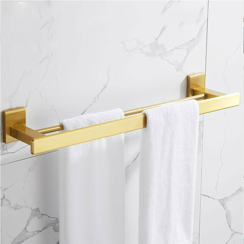 Juego de accesorios dorados para baño, toallero de aleación de aluminio de , trípode de almacenamiento de oro cepillado, estante cuadrado, juegos de accesorios para Baño