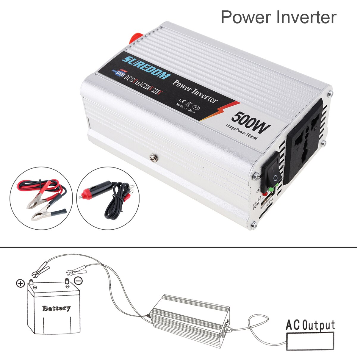 USB150W Home Car Power Inverter Converter DC 12 V 220 V Car Battery Charger Adapter Car Power Supply