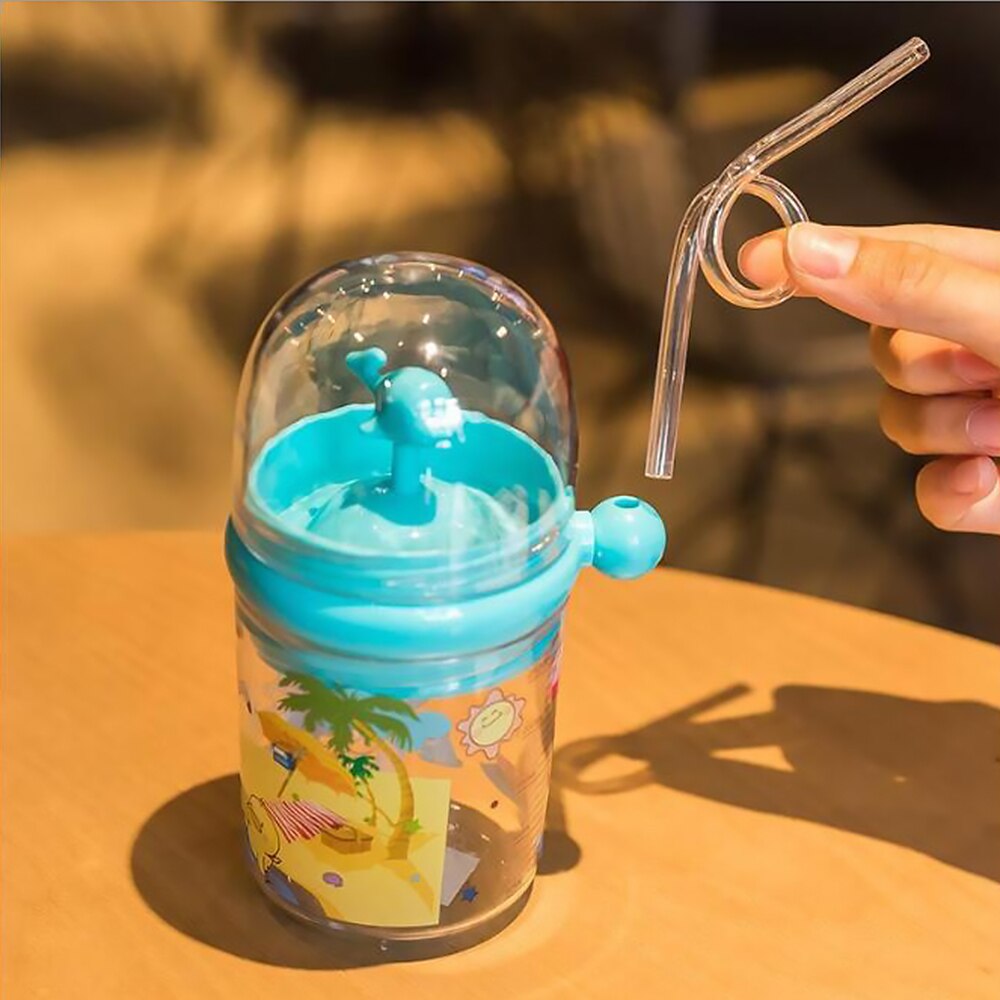 250ml børn vandspray kop tegneserie hval baby fodring kopper med halm vandflaske udendørs krus