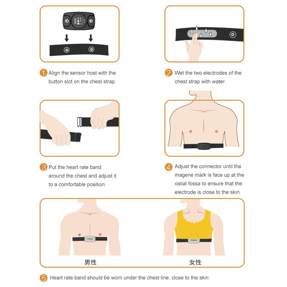 Magene H64 Heart Rate Dual-mode Heart Rate Sensor Monitor Bluetooth ANT + magene Sensor Meter Computer Bike BT Sports Band