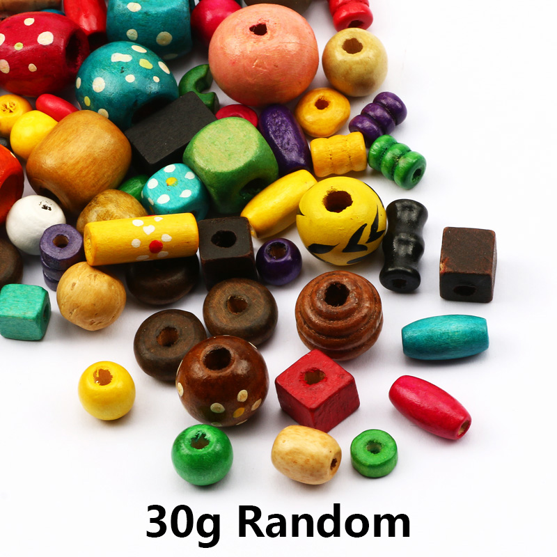 , 30g, cuentas de madera Natural de colores con forma aleatoria, cuentas sueltas para fabricación de joyería, accesorios de decoración para manualidades hechas a mano DIY