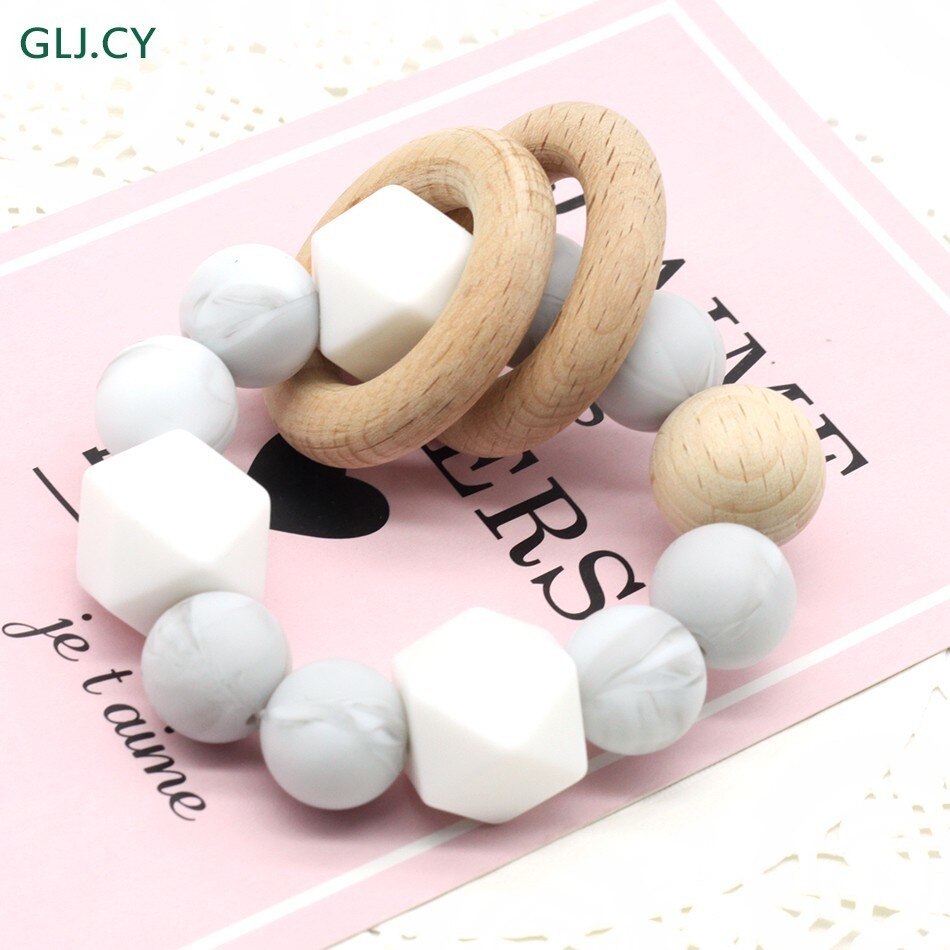 Bebé broches para chupete de silicona y madera de haya bebé chupete Clips de madera clip para chupete recién nacido juguete: Gris