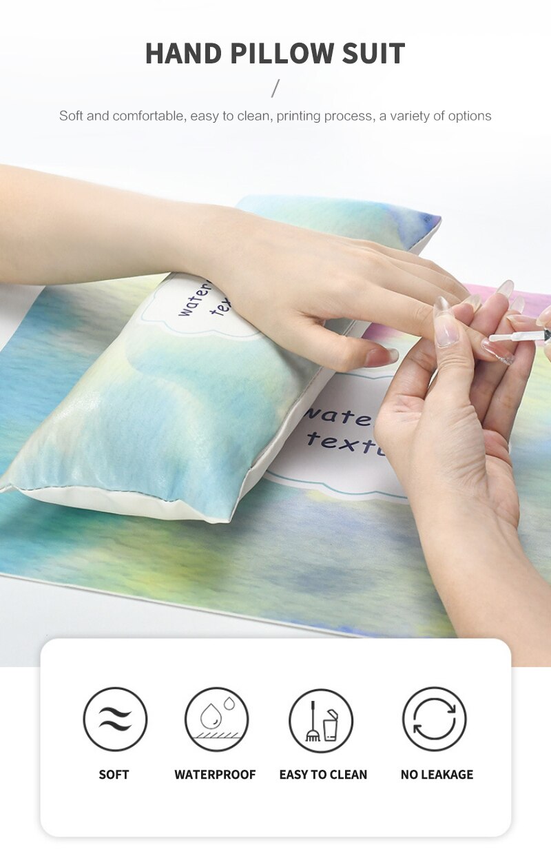 Nail Art Hand Pillow Cushion Nail Polish Holder Soft PU Leather Sponge Arm Rest Cushion Manicure Nail Tool Equipment with Mat