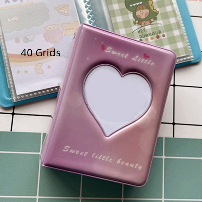 Love Heart A5 Binder Photo Album Cover Storage Album Book Cover Card Holder Sticker Small Card Storage Hollow DIY: 3 Inch 40 Cards b2