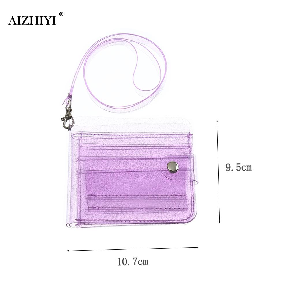 Monedero transparente de para mujer, monedero corto transparente de PVC con purpurina, estuche protector para tarjetas