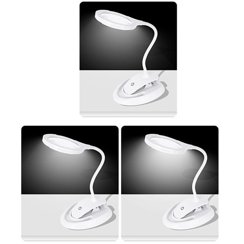 5X 10X Rechargeable Magnifying Glass with Stand & Clamp ,Brightness Adjustable Y4QC