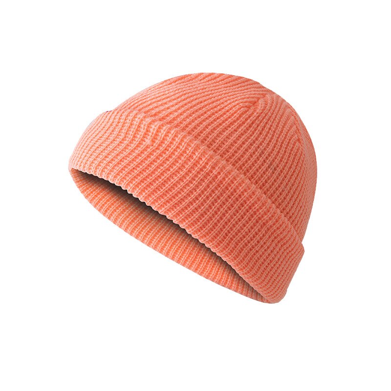 Bonnets chauds d'hiver unisexes pour femmes et hommes, style décontracté, style hip-hop, en laine tricotée, bonnet élastique: Rose orangé