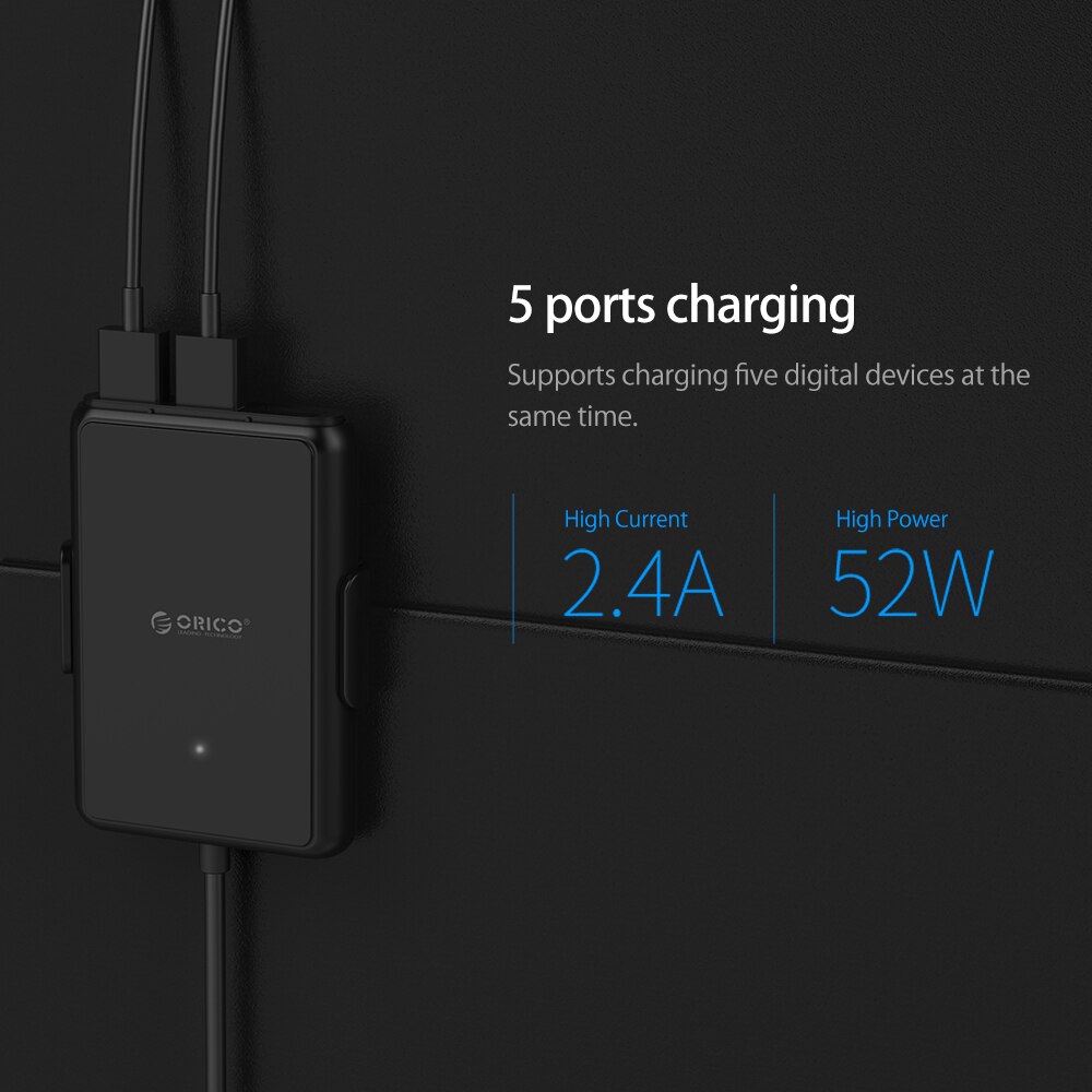ORICO 5 Port QC3.0 szybka ładowarka samochodowa z przedłużaczem 52W uniwersalny adapter USB robić telefonów komórkowych MPV tablet PC 12V-24V