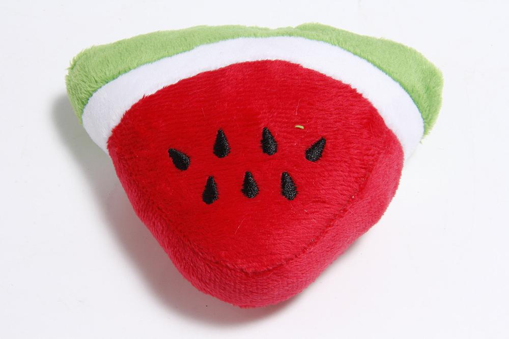 1pc Sounding Welpen Hund Kauen Spielzeug Obst Gemüse Huhn Trommel Knochen Squeak Spielzeug für Katze Haustiere Plüsch Rot Pfeffer aubergine Rettich: watermelon
