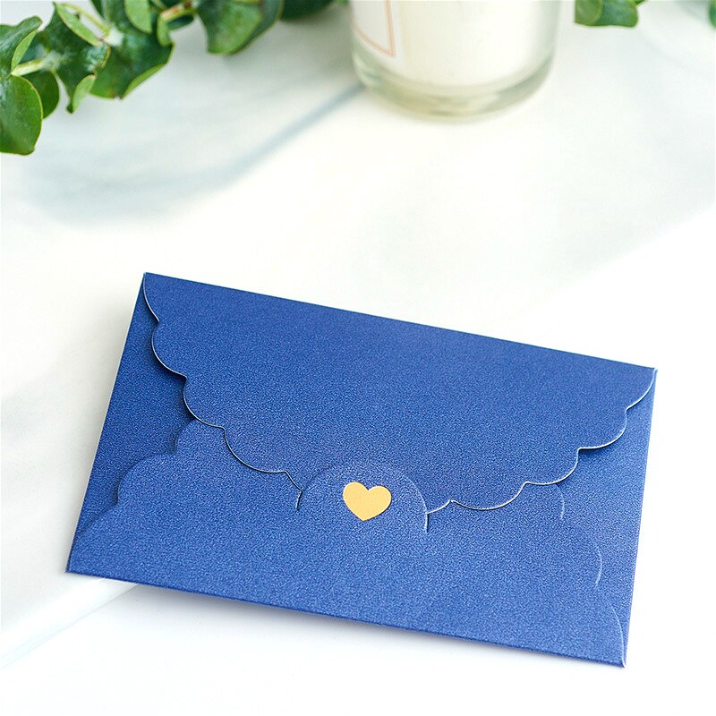 5PC Small Gold Stamp Love Envelop Pearl Craft Cardboard Paper Bank Card VIP Membership Invitation Letter Holder Stationery