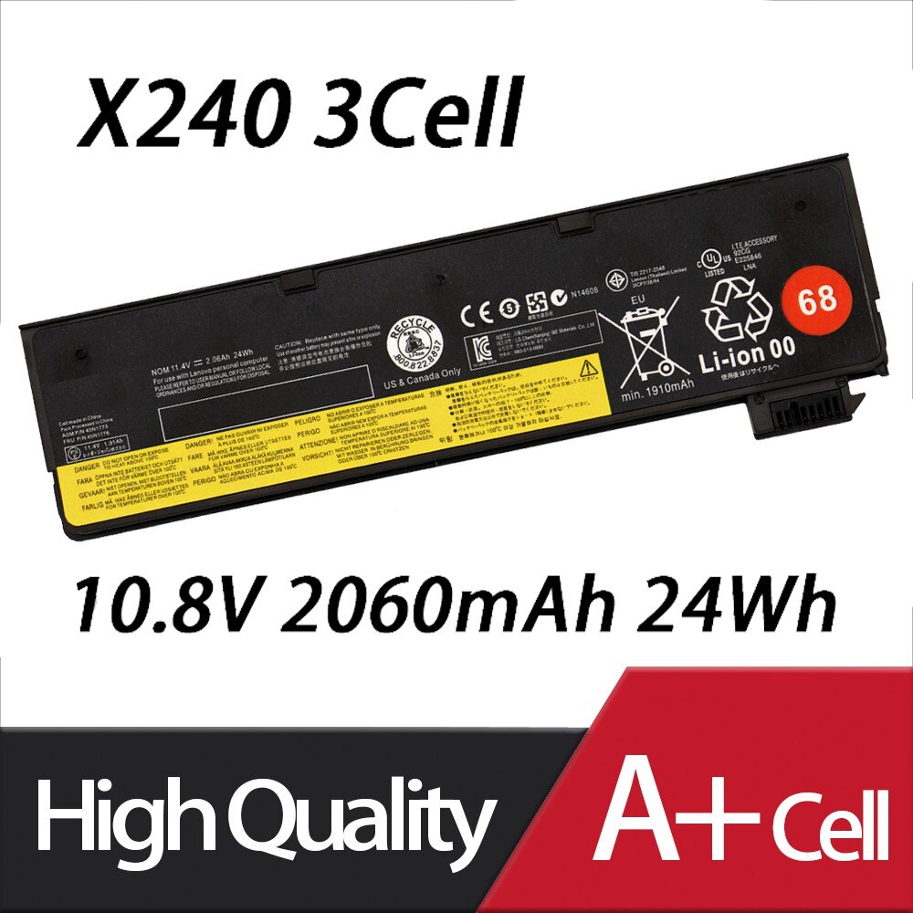 Laptop Battery for Lenovo Thinkpad X270 X260 X240 X240S X250 T450 T470P T450S T440S K2450 W550S 45N1136 45N1738 Batteries: 10.8V 24Wh 2060mAh