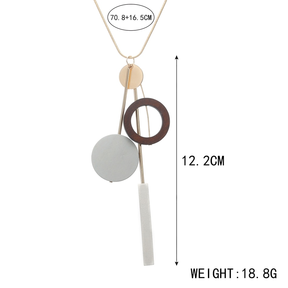 Women's Sweater Long Necklace for Women Geometric Beads Necklaces & Pendants Jewelry Collare Mujer Collier Colar MX086