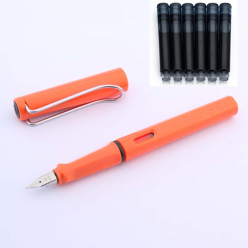 1Pc Hero 359 Klassieke Vulpen Originele Authentieke Plastic Kleur Transparant Ef Briefpapier Kantoor Schoolbenodigdheden Schrijven: orange