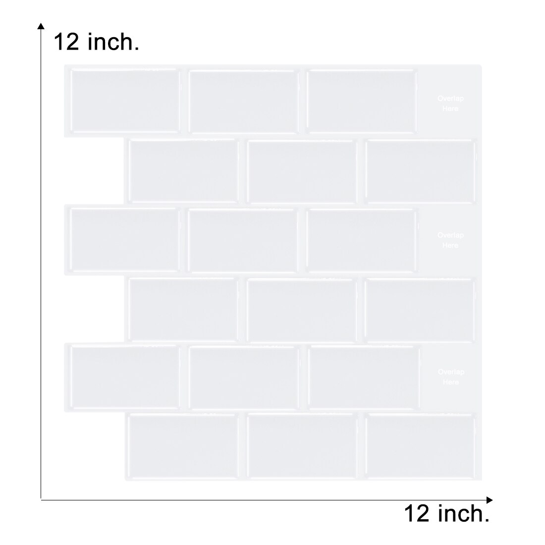 Vividtiles 12*12 Inch Self Adhesive 3D Peel and Stick Subway Wall Tiles for Kitchen &amp; Bathroom Backsplash - 10 Sheet: BW57