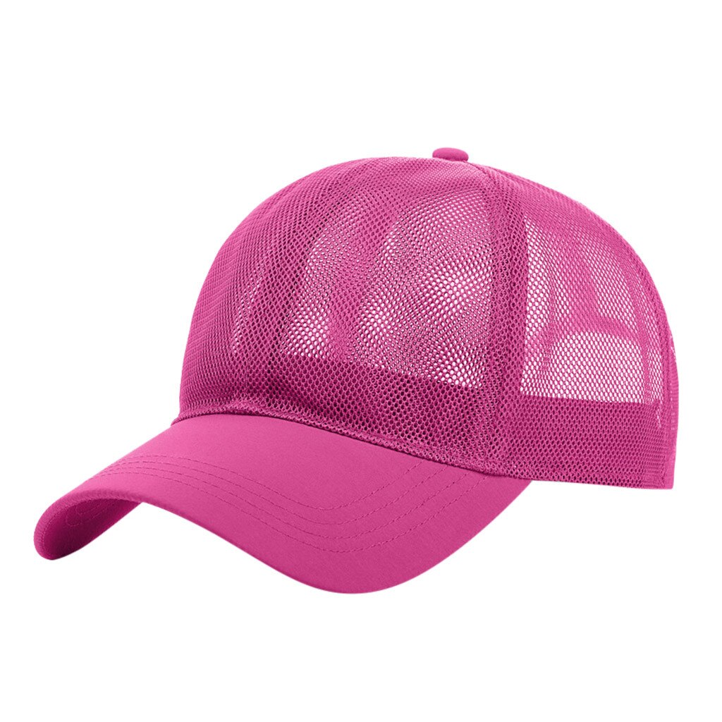 Outdoor Zomer Mesh Ademend Sport Cap Verstelbare Eenvoudige Casual Zonnehoed Unisex Effen Kleur Baseball Cap # P30: Rose Red