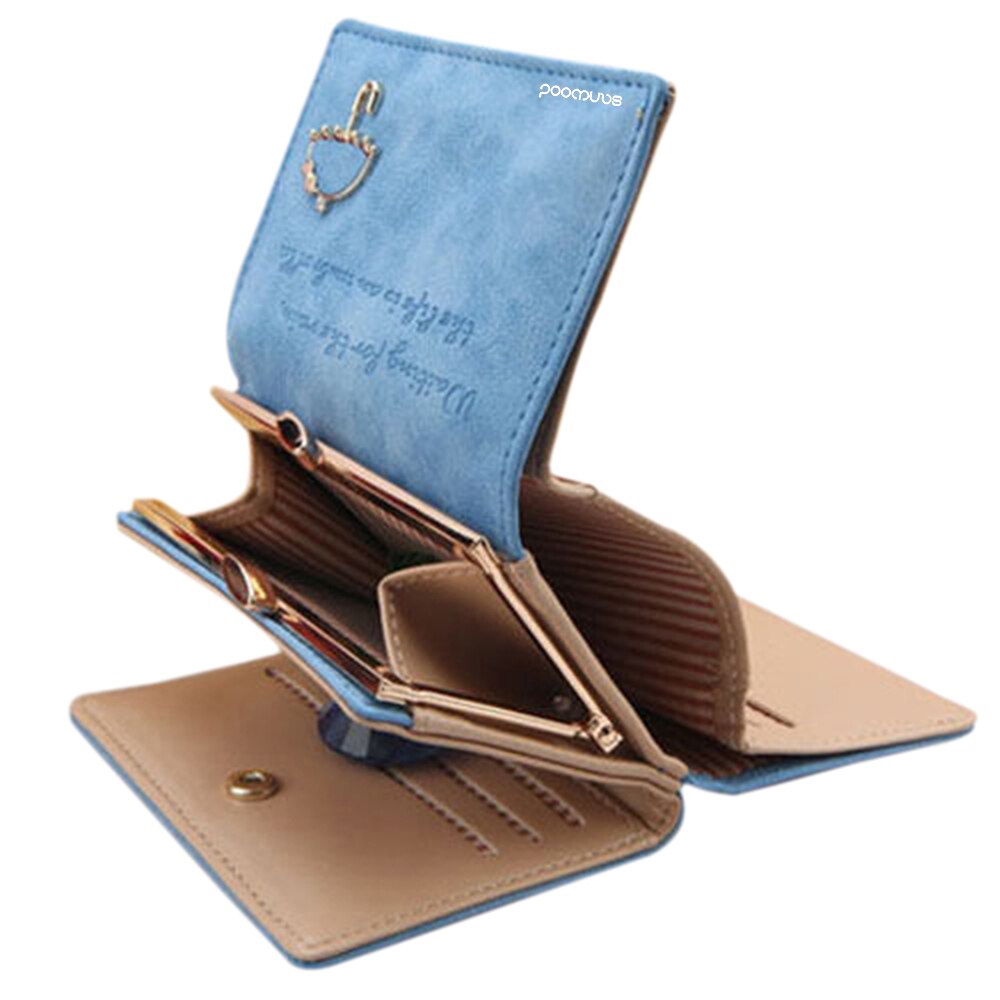 Kvinnor paraply konstläder myntväska koppling korthållare kort trippel plånbok