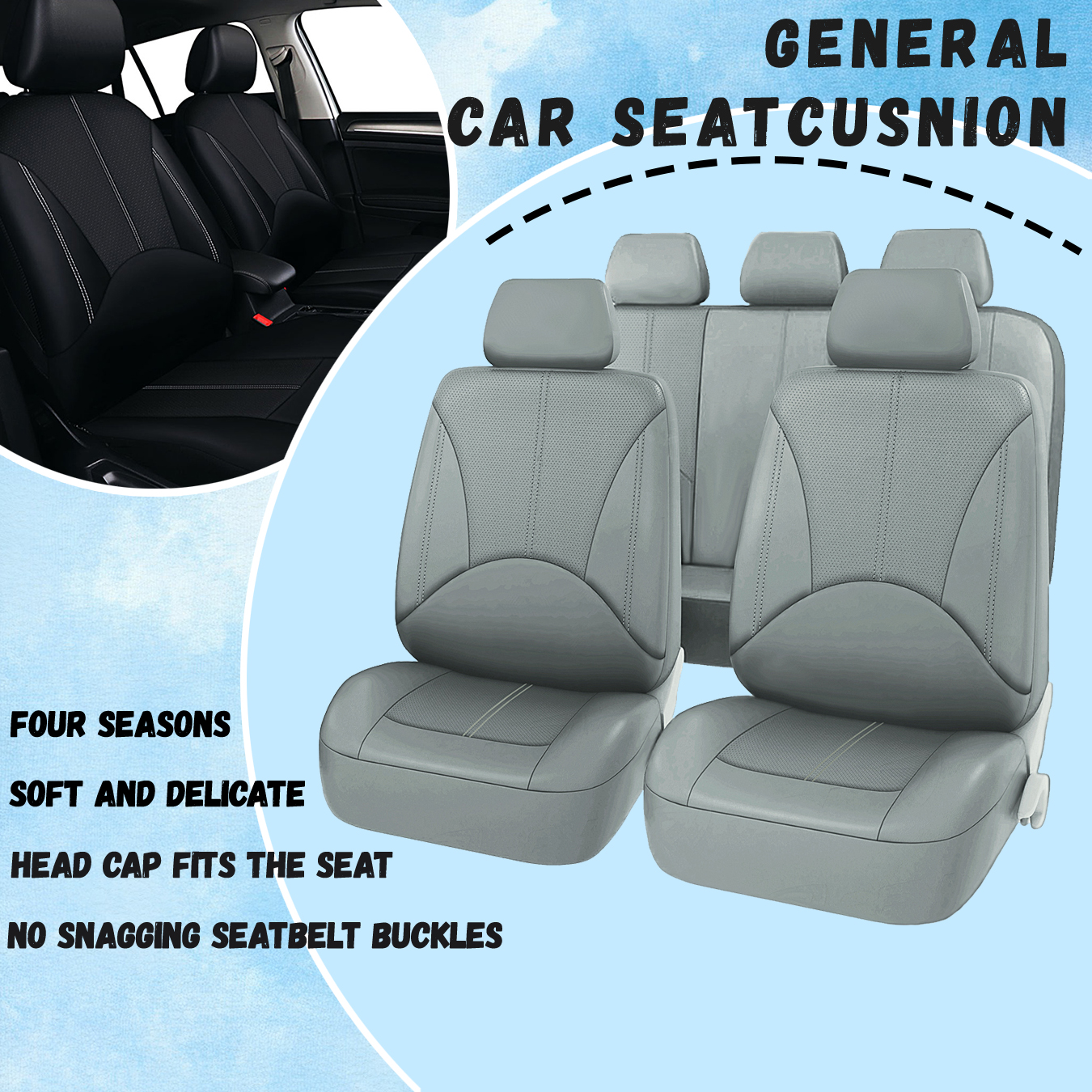Kunstleer autostoelhoezenset Ademend autostoelkussen Universele, volledig verpakte stoelhoes Compatibel met airbag: KERST