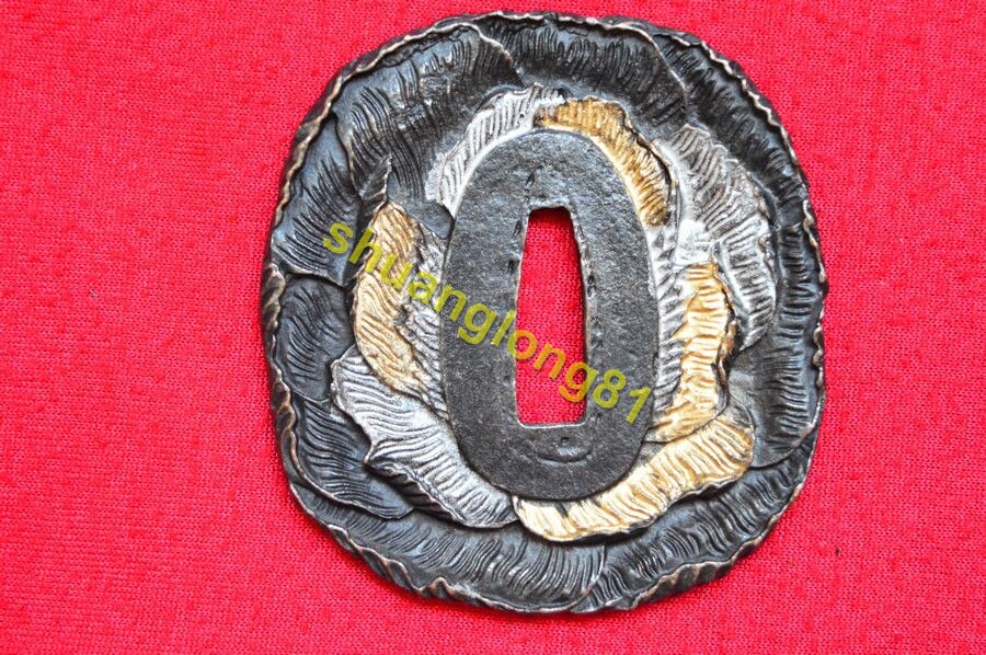 Signed Japanese Alloy Guard Tsuba For Samurai Katana Sword Guard Wakizashi HandMade