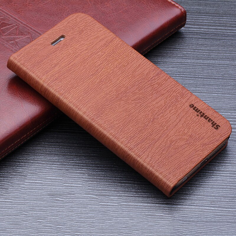 Wood grain PU Leather Case For Nokia 7.2 Flip Case For Nokia 7.2 Business Phone Bag Case Soft Silicone Back Cover: Brown