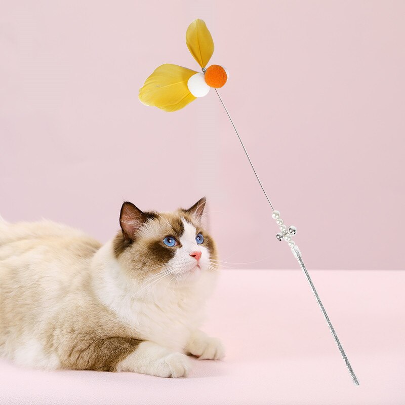 1Pc Kat Interactieve Speelgoed Stok Veer Wand Met Kleine Bell Muis Kooi Speelgoed Plastic Kunstmatige Kleurrijke Kat Teaser Speelgoed levert