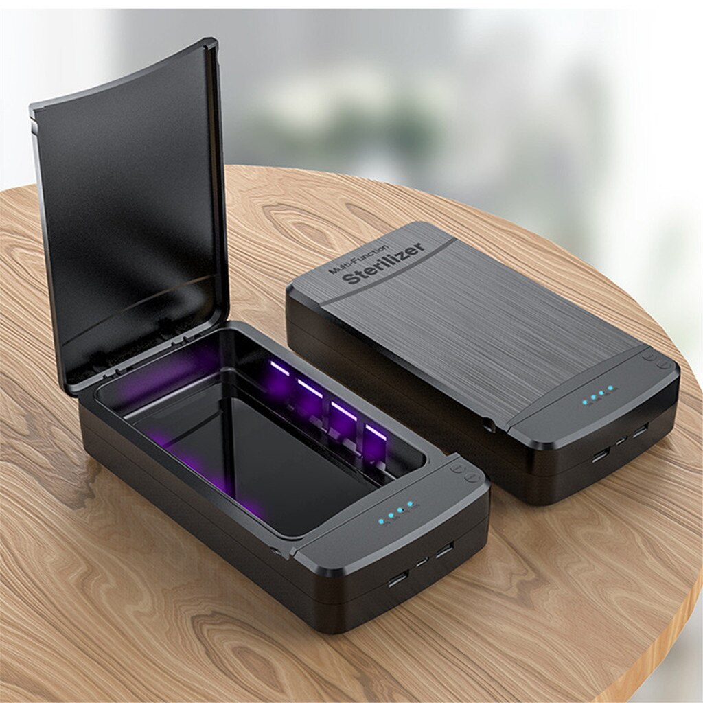 2 in 1 uv sterilisator aromatherapie box antibacteriële ultraviolette straling desinfectie apparaat voor gezichtsmaskers sieraden telefoon manicure tools: Zwart
