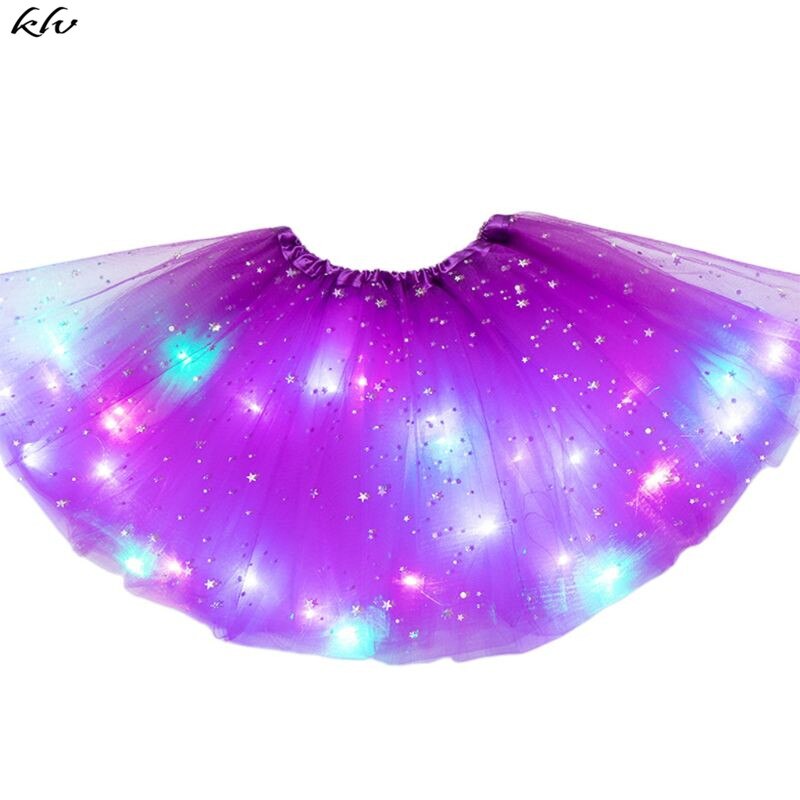 Kids Meisjes Led Light Up Glitter Ster Pailletten Ballet Dans Tule Tutu Rok 3-12T: DP