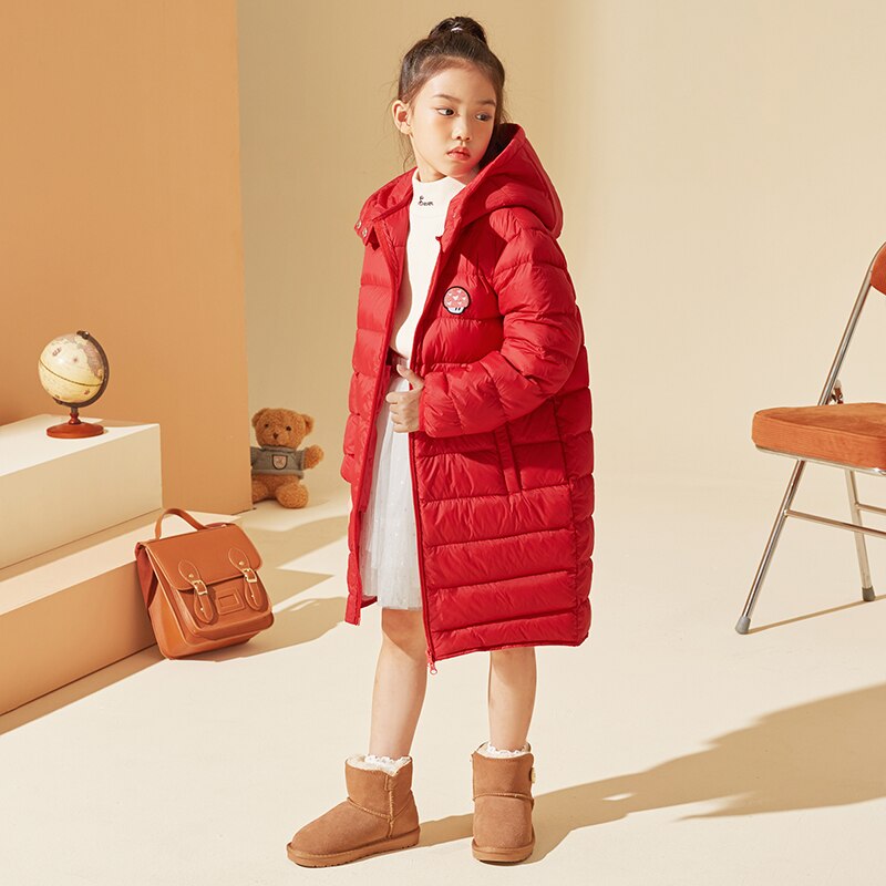 TON LION KIDS Winter Korean Casual Warm Girls Long Down Jacket 5-12 Years Old Baby Girl Winter Coat Winter for Girls