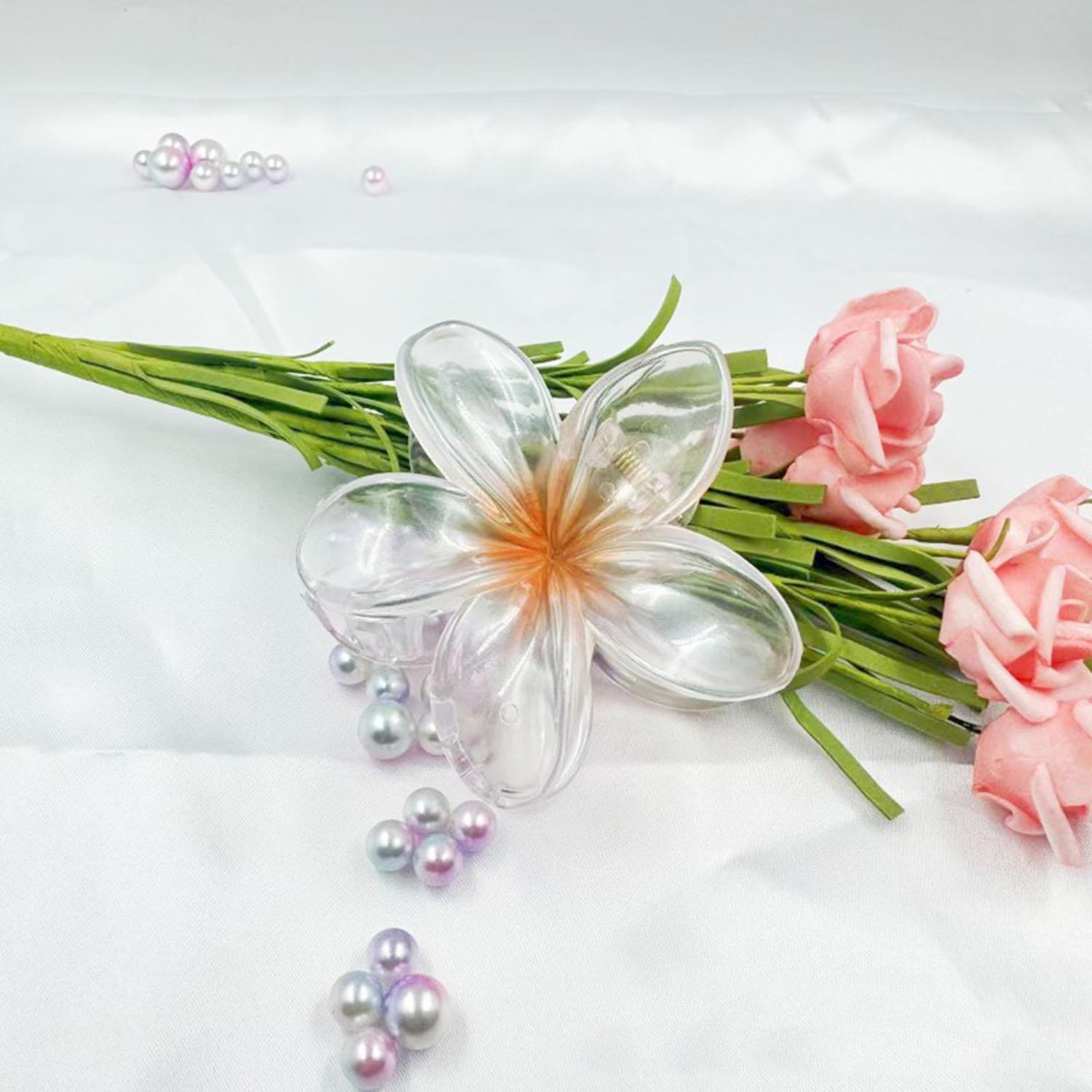 Bohemia Style Flower Hair Claws para mulheres, Crab Clamp, presilhas, gradiente hairpin, grampos de cabelo, praia havaiana, acessórios para meninas: Verde