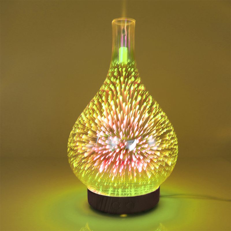 Essential Oil Diffuser Aromatherapy Diffusers for Therapeutic Oils - Ultrasonic 3D Glass Vase Cover & LED Light Display Oct.25