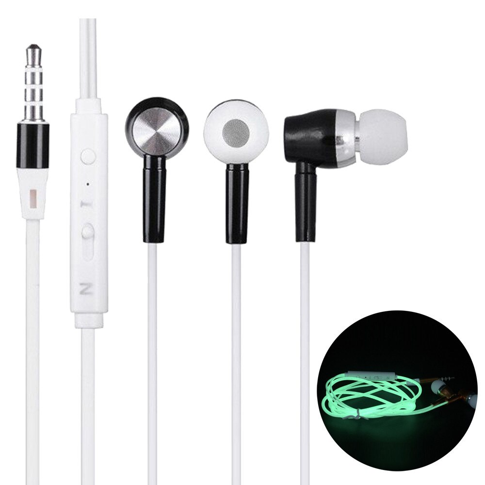 Bedrade Koptelefoon Met Microfoon 3.5Mm In-Ear Super Bass Stereo Oordopjes Unieke Lichtgevende Headset In Voorraad 24: Black