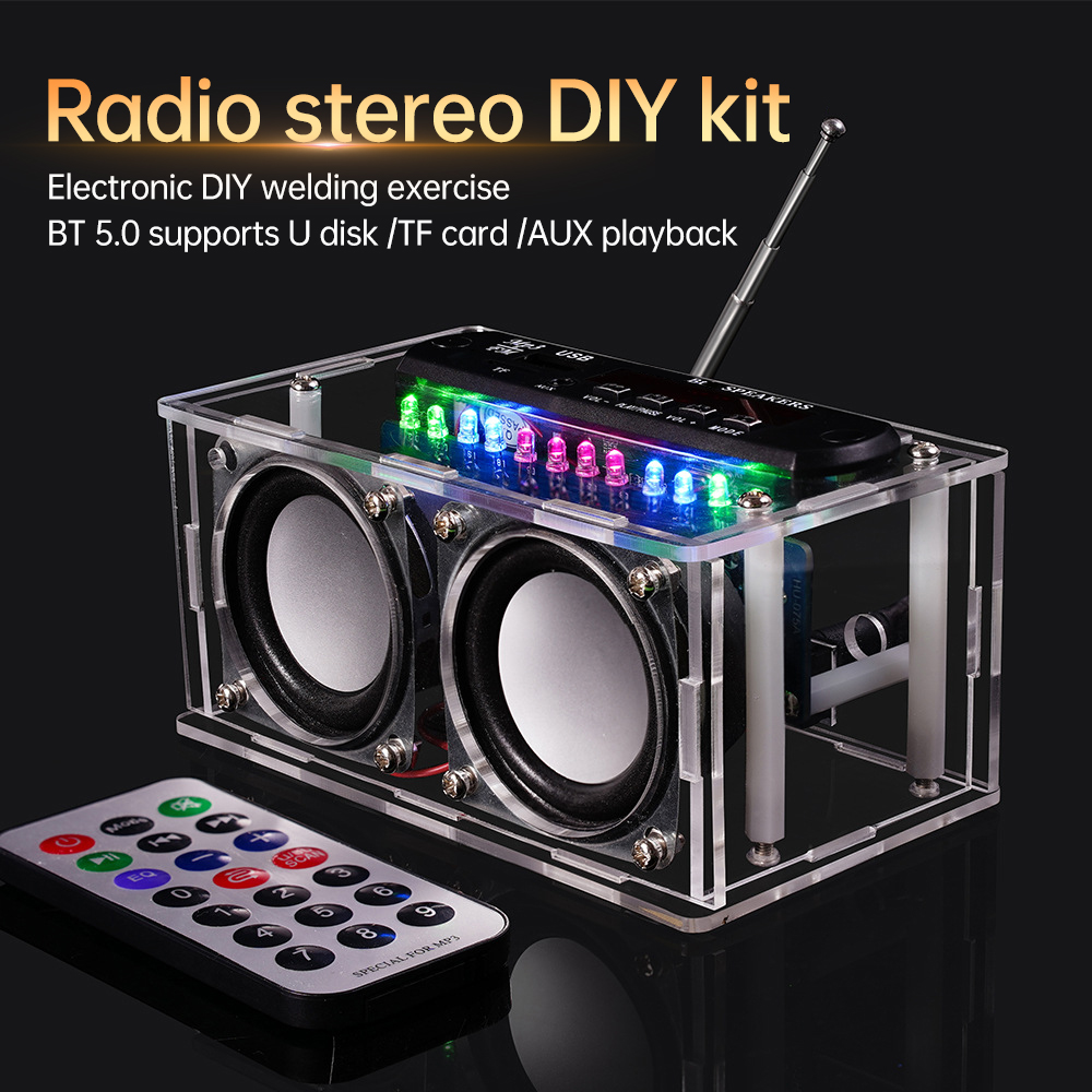 DIY FM Radio Stereo Kit 87.5-108MHZ met Versterker Bluetooth Speaker Spectrum Analyzer Elektronische Solderen Praktijk losse Onderdelen