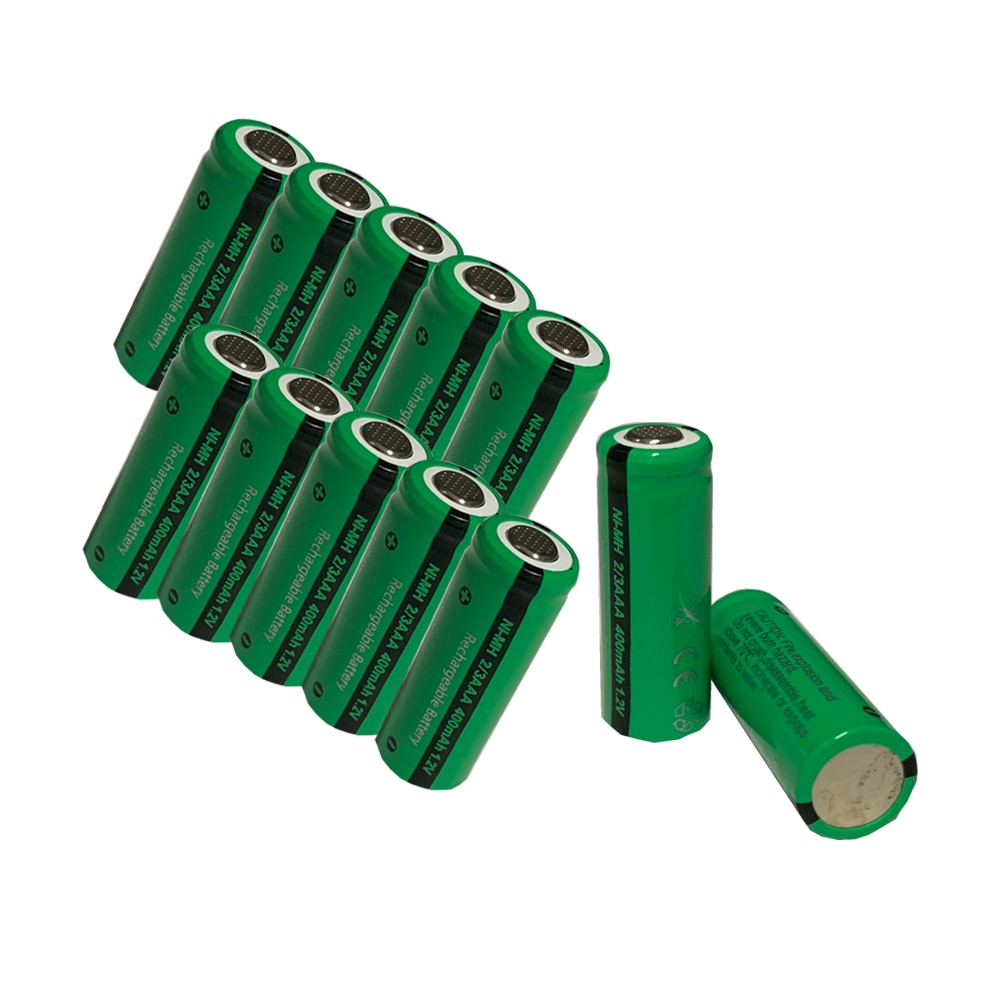 12Pcs Pkcell 1.2V Nimh 2/3AAA Batterijen 400Mah Ni-Mh Oplaadbare Batterij Geen Tab Platte Top
