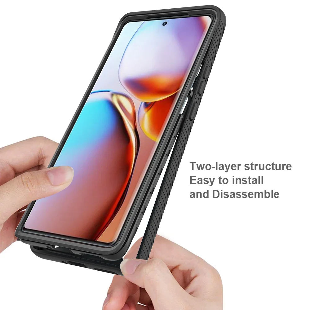 Stötsäkert tpu/pc-skal till motorola moto edge plus edge+ telefonbaksida hybridskyddande skal 2 -i- 1 hållbart fodral