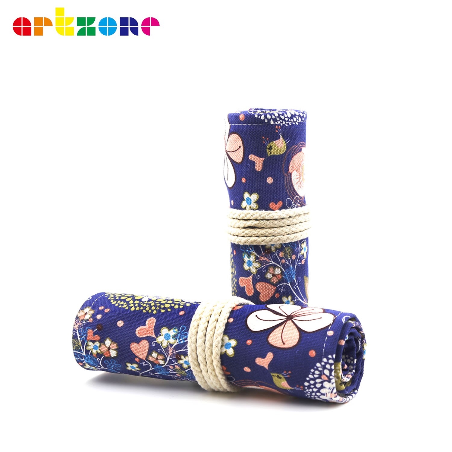 48 Holes Pencil Case Art Pen Bag Pouch Canvas Wrap Roll Makeup Pen Storage Stationery Student School Supplies